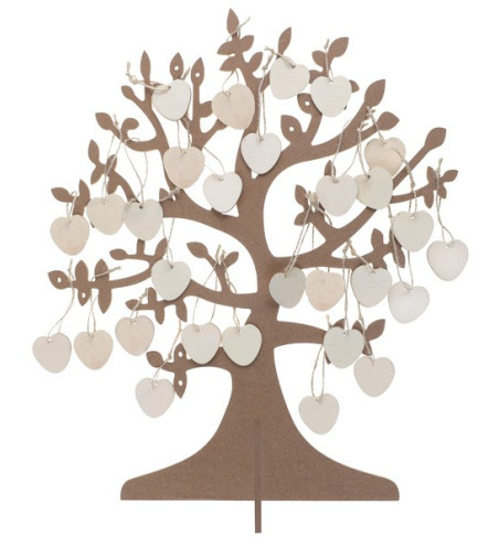 Arbre à voeux - Livre d'Or mariage bois + 50 coeurs en bois