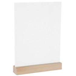 Marque-table blanc avec support bois vierge
