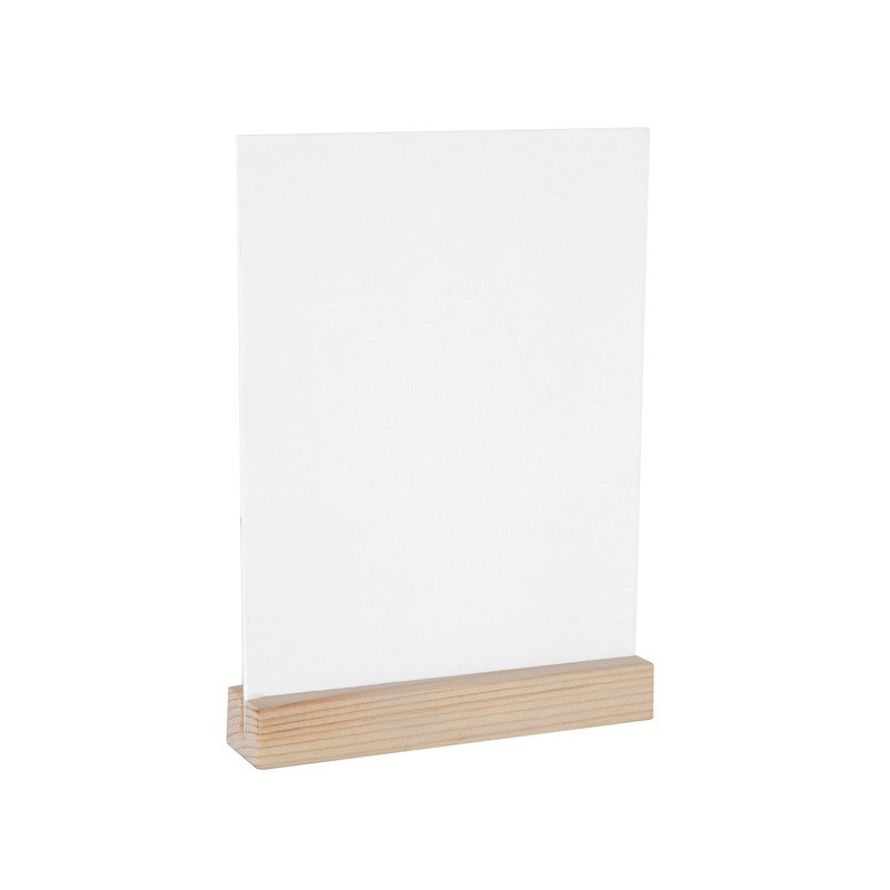 Marque-table blanc avec support bois vierge