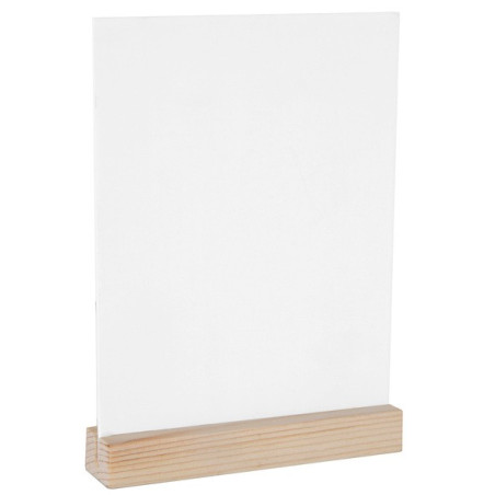 Marque-table blanc avec support bois vierge