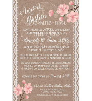 Faire part numérique Mariage - Bohème Romantique