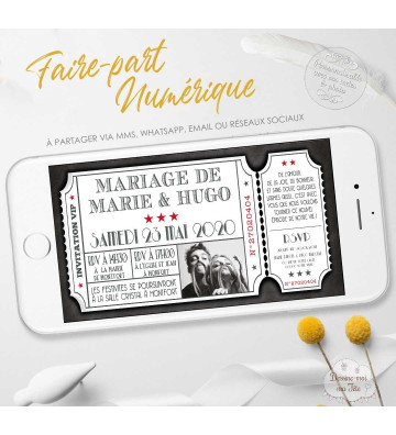 Faire part numérique Mariage - Cinéma