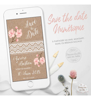Save the Date numérique Mariage - Bohème Romantique