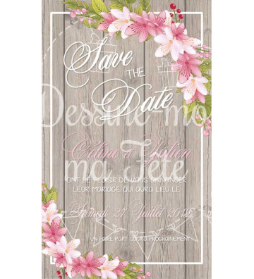 Save the Date numérique Mariage - Champêtre bois