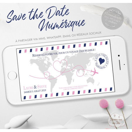 Save the Date numérique Mariage - Voyage