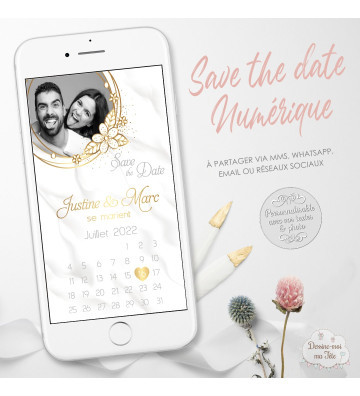 Save the Date numérique Mariage - Calendrier avec photo