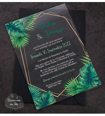 Faire part de Mariage plexi acrylique - Tropical Chic