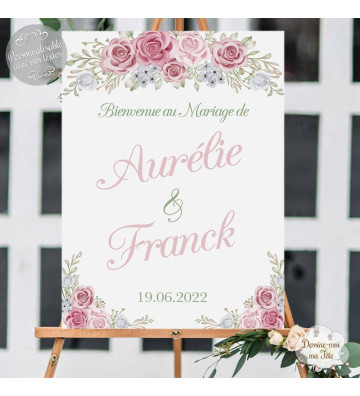 Tableau de Bienvenue Mariage - Champêtre Romantique - personnalisé