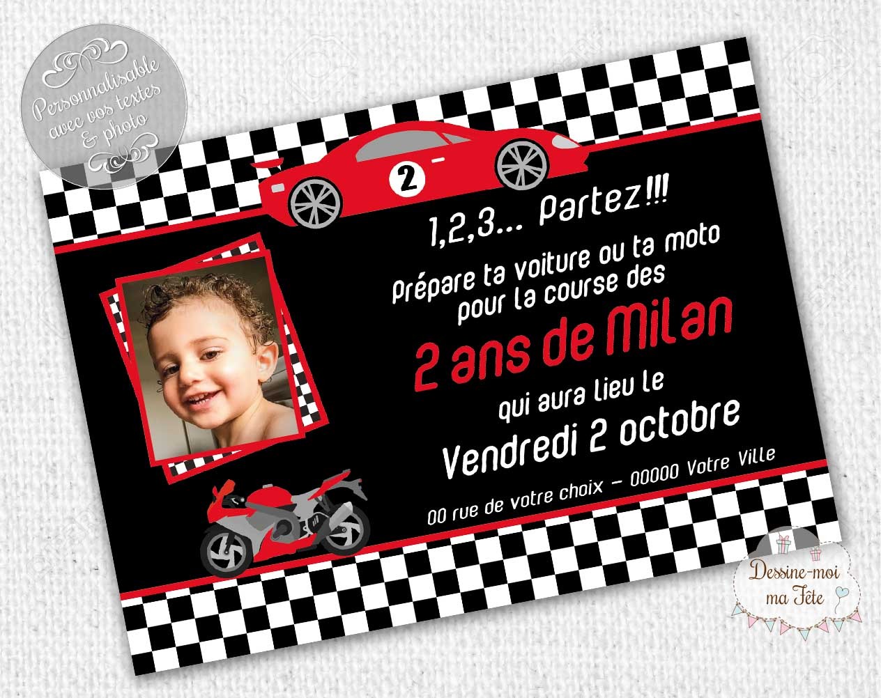 Invitation Anniversaire Voiture Personnalisee