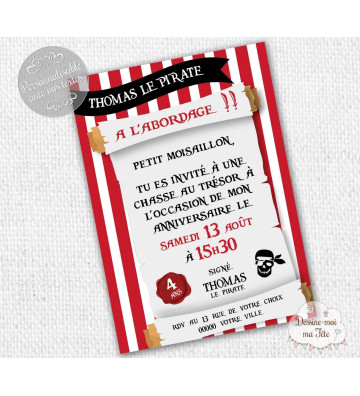 carte d'invitation Anniversaire - "Pirates"