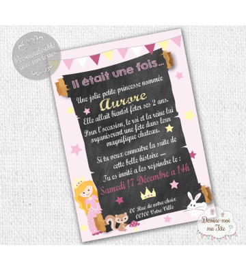 Carte d'invitation Anniversaire - Princesse Rose