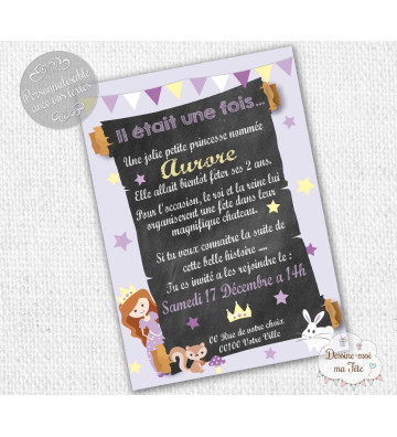 Carte d'invitation Anniversaire - Princesse Violet