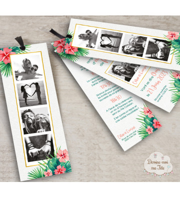 Faire part de Mariage Marque page - Exotique / Fleurs tropicales