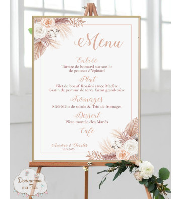 Tableau Menu Mariage Pampa Champêtre