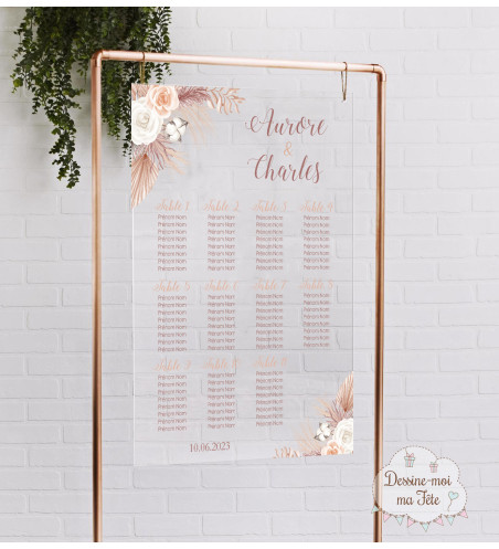 Plan de table sur Plexiglass transparent - Pampa Champêtre