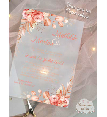 Faire part de Mariage papier Calque - Terracotta