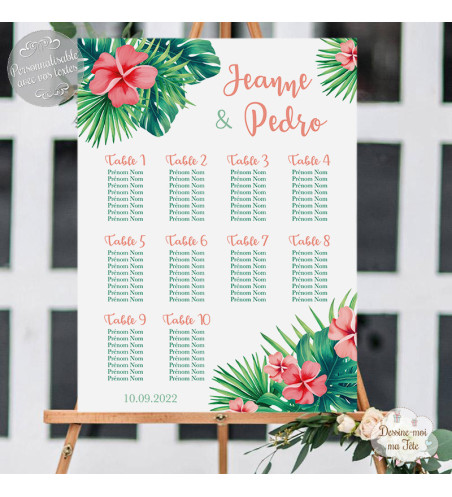 Plan de table Mariage - Fleurs exotiques / tropicales