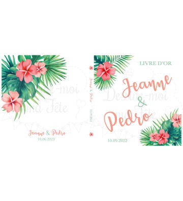 Livre d'or Mariage personnalisé - Fleurs exotiques / tropicales