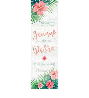 Roll-up / kakémono mariage - fleurs exotiques / tropicales