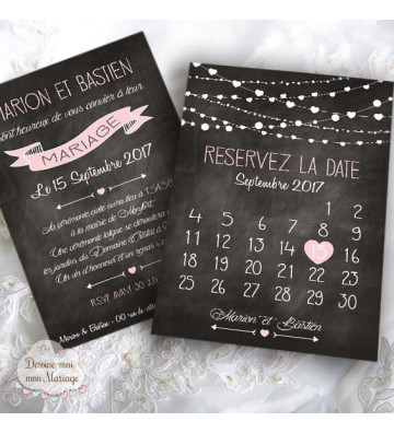 Faire part de Mariage - Calendrier Ardoise