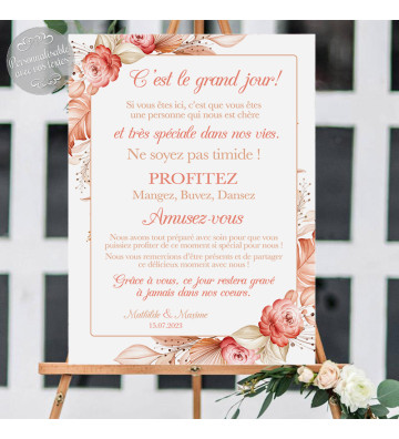 Tableau de Bienvenue Mariage - Merci Terracotta