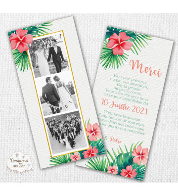 Carte Remerciements Mariage - Tropical Fleurs / exotiques