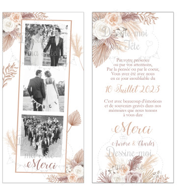 Carte Remerciements Mariage - Pampa Champêtre