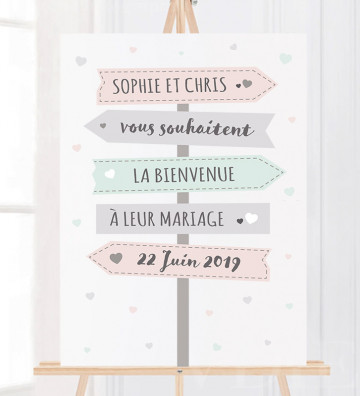 Tableau de Bienvenue Mariage - Panneaux directionnels -personnalisé