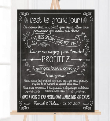 Tableau de Bienvenue Mariage "Merci ardoise" personnalisé