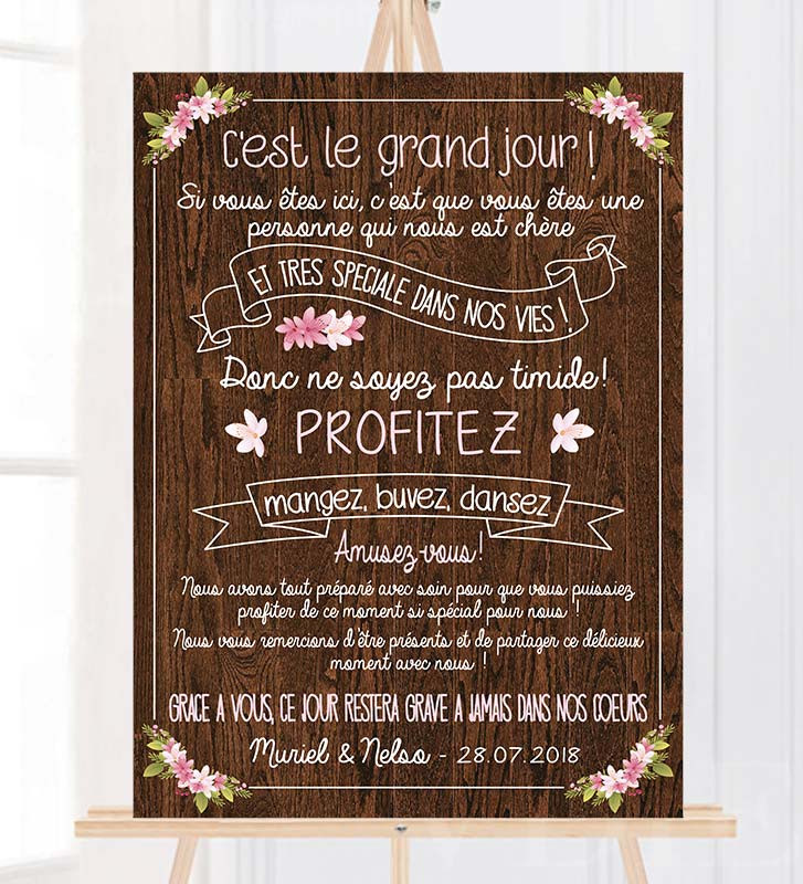 Poster bienvenue baptême Amour des bois