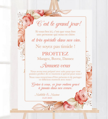 Tableau de Bienvenue Mariage - Merci Terracotta