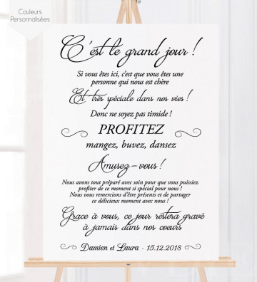 Tableau de Bienvenue Mariage "Merci minimaliste" personnalisé