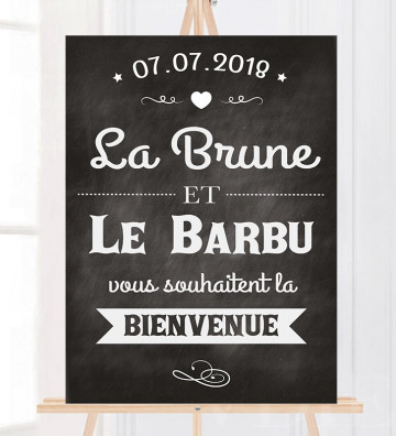 Tableau de Bienvenue Mariage "la blonde et le barbu" personnalisé