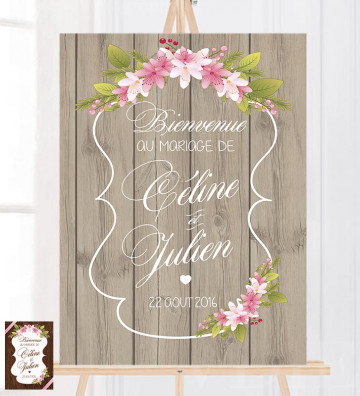 Tableau Vintage fleuri - Cadre Bois Julien