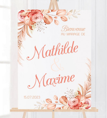 Tableau de bienvenue Mariage plexiglass transparent - Végétal