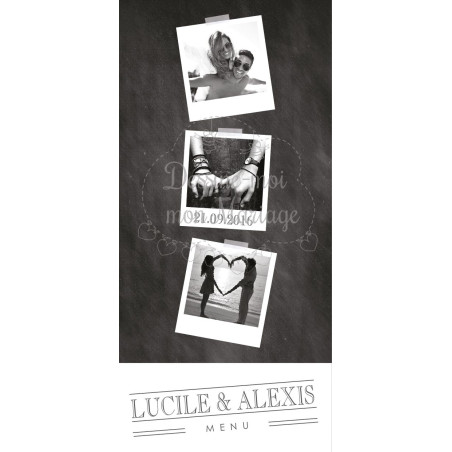 Menu de Mariage - Polaroid Ardoise VERSO