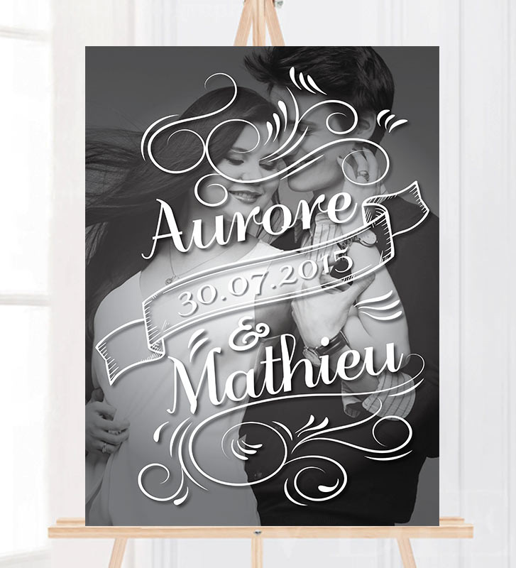 Tableau de Bienvenue mariage personnalisé Prénoms mariés ardoise photo  Format tableau 20 x 30 cm Support tableau Papier couché 250g (support non  rigide)