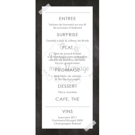 Menu de Mariage - Polaroid Ardoise