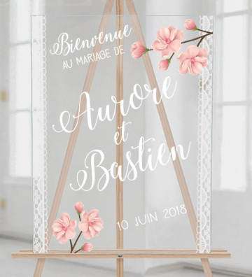 Tableau de bienvenue Mariage plexiglass transparent - Végétal