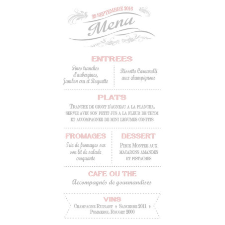 Menu de Mariage - Rétro Chic RECTO