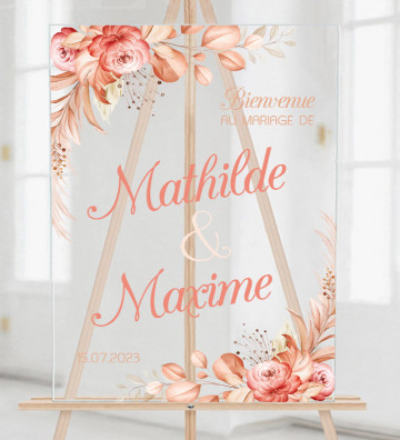 Tableau de bienvenue mariage Plexiglass transparent - Terracotta