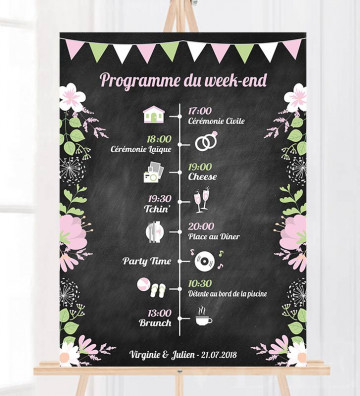 Tableau Programme Mariage "Ardoise champêtre" personnalisé