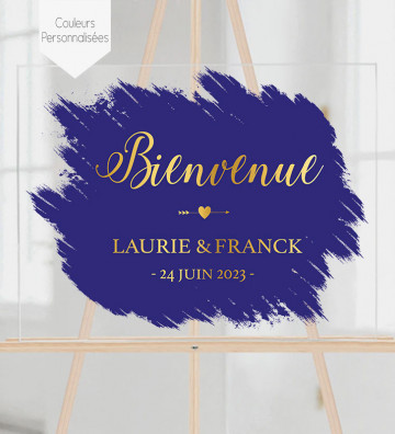 Tableau de bienvenue mariage Plexiglass - Fond peinture