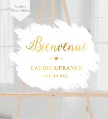 Tableau de bienvenue mariage Plexiglass - Fond peinture