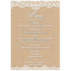 Menu de Mariage Rustique chic