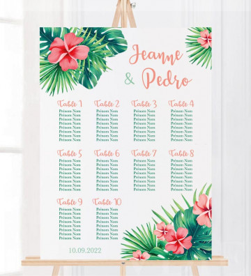 Plan de table Mariage - Fleurs exotiques / tropicales