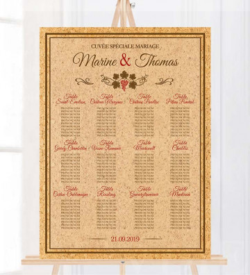 Plan de table Mariage personnalisé - Vin / Bouchon en liège