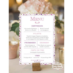 Menu de Mariage - Liberty rose