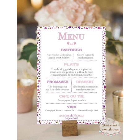 Menu de Mariage - Liberty rose