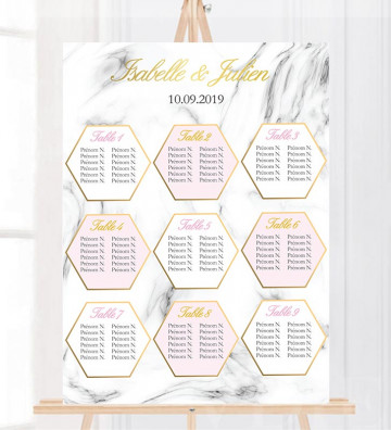 Plan de table de mariage - imitation marbre